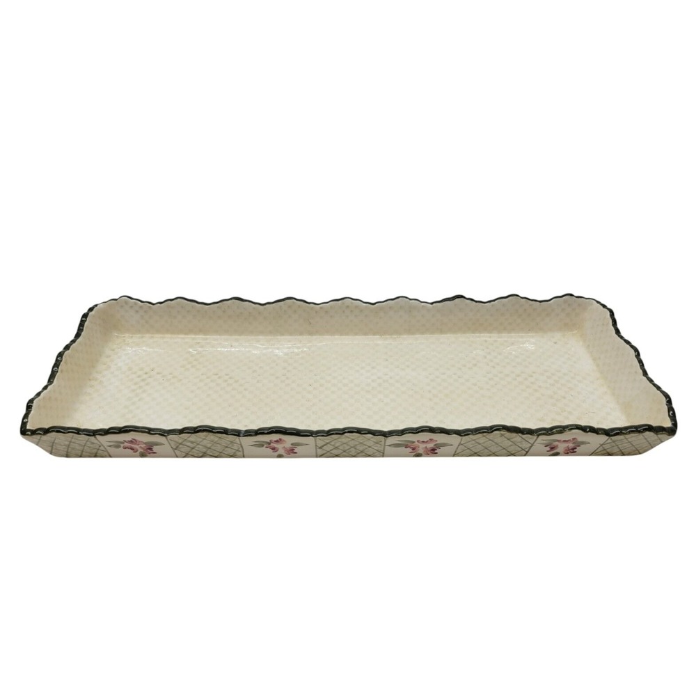 Home Interior tray floral design 1 1/2" tall 14" long and 5 1/2" wide